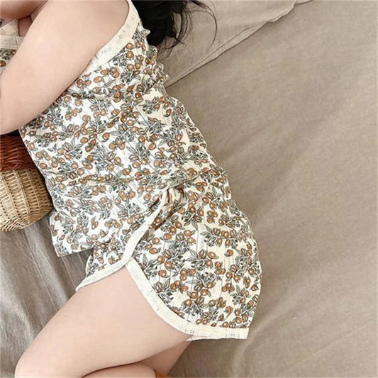 2026 New Kids Tops+shorts Set Summer Thin Baby Cotton Vest Sleeveless Loungewear Set for Girls Suit Good Vibrations