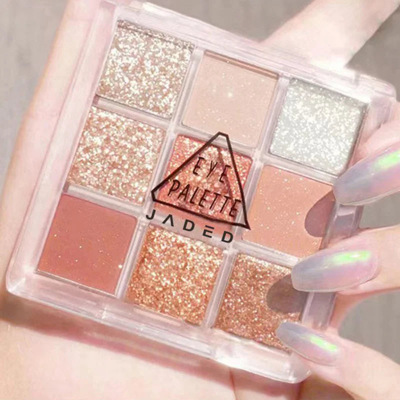 Snow Sequin 9-Color Eye Shadow Palette Glitter Snowflake Diamond Pink Eye Shadow Korean Charming Contour Eyes Make Up Palette Good Vibrations