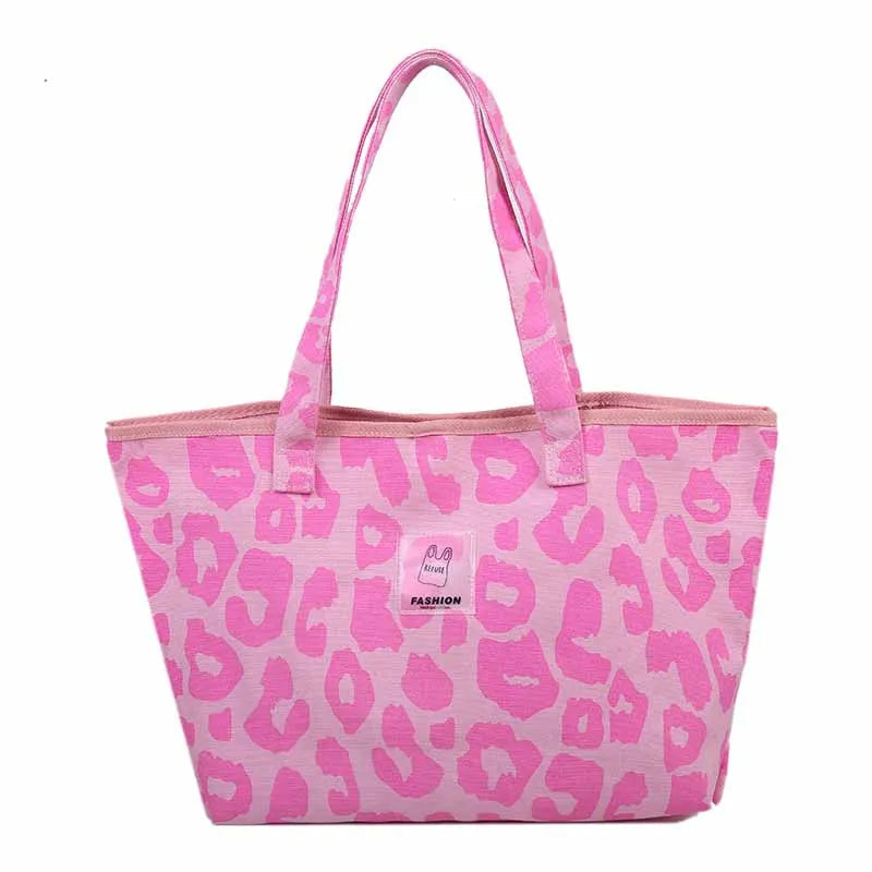 Designer Women's Shoulder Bags Brand Handbags Fashion Large Capacity Leopard Canvas Bags Luxury Shopping Tote Bag Female Purses Good Vibrations