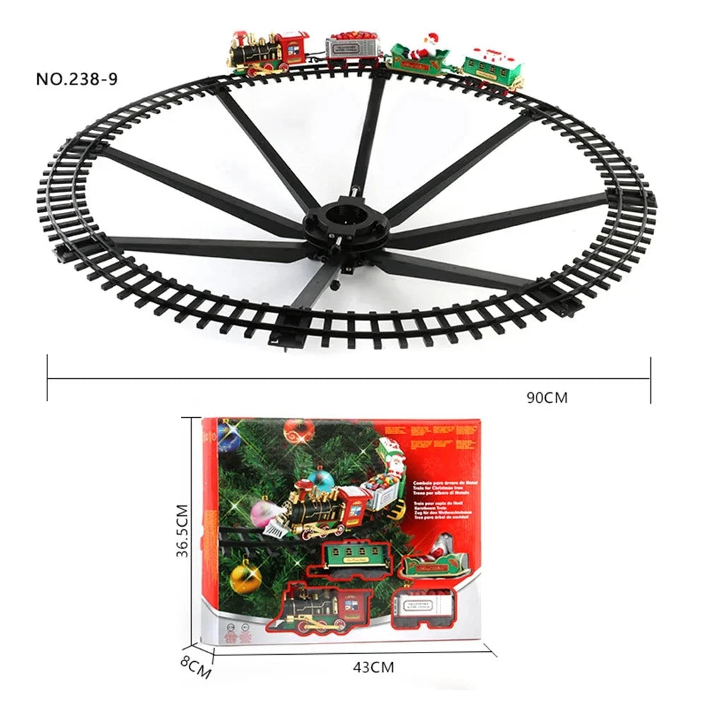 Christmas Tree Train Set - Electric Locomotive with Lights & Sounds for Toddlers, Complete Track & Carriages Holiday Decor Good Vibrations
