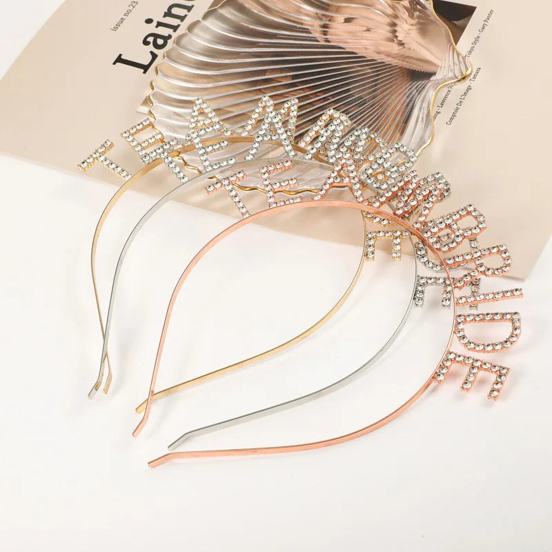 Bridesmaid Hair Accessories Rhinestone Headband Maid Of Honour Crystal Hairbands Team Bride Wedding Shower Party Jewelry Good Vibrations
