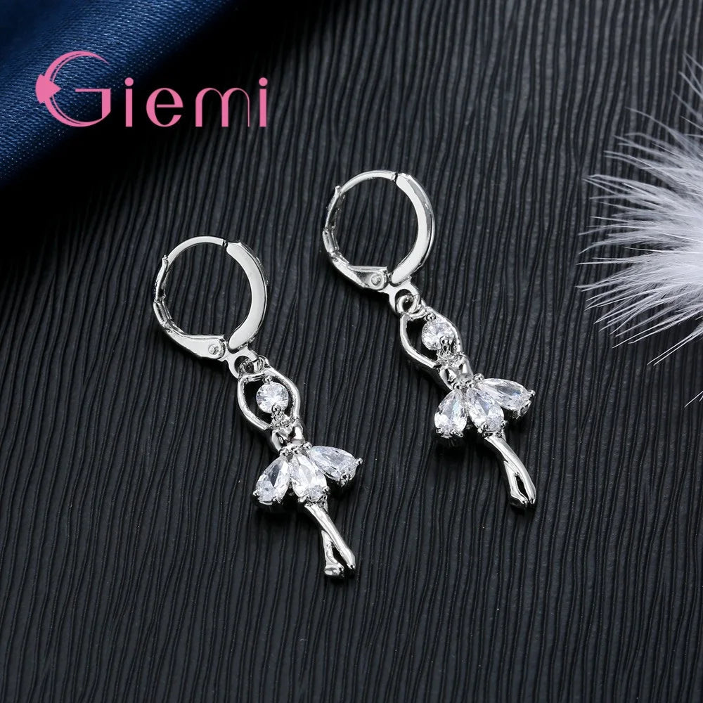 Beautful Elegant Women Jewelry Sets Pure 925 Sterling Silver Accessories For Women Romantic Gifts Pendant Necklace Hoop Earring Good Vibrations