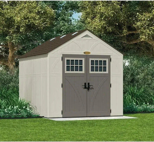 8' x 10' Heavy-Duty Resin Tremont Storage Shed, Sand Good Vibrations