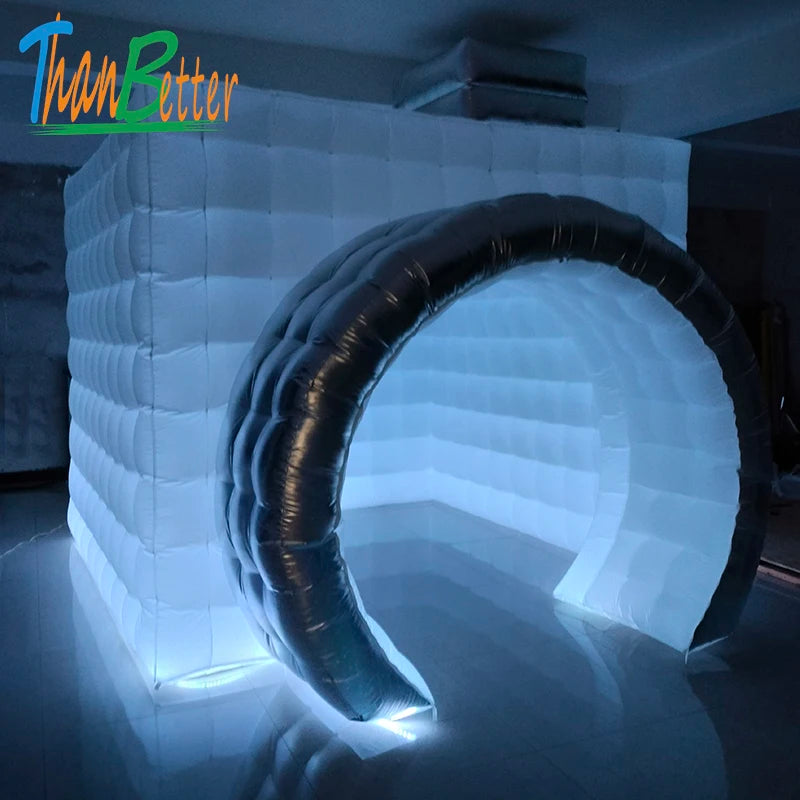 Gold Silver Black White New Style Camera Shape Wedding Party Inflatable Photo Booth Tent Cabin PhotoBooth With Multi Color LED Good Vibrations
