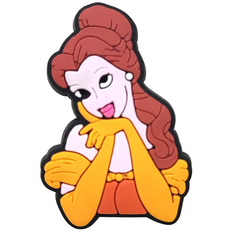 1-17pcs MINISO Hot Toys Princess Seri Series Shoe Charms For Croc Sandals, PVC Shoe Decorations Accessories Christmas Gif Good Vibrations