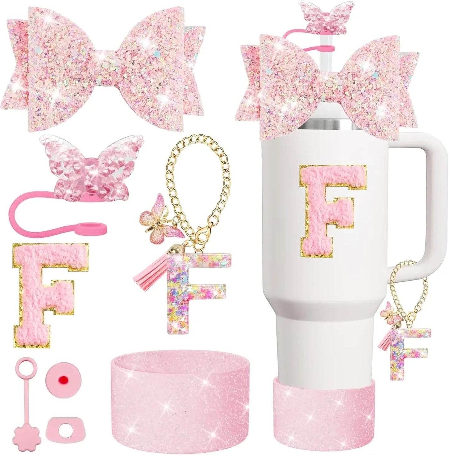 8PCS Cup Accessories Set for Stanley 30oz 40oz Tumbler Straw Topper Cover Cap Boot,Spill Proof Stopper Charm Initials Sticker Good Vibrations Adult Super Store