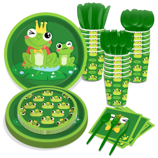 Cartoon Frog Birthday Party Decoration Tablecloth Tableware Boy/Girl Party Set Baby Shower Supplies Gift Good Vibrations