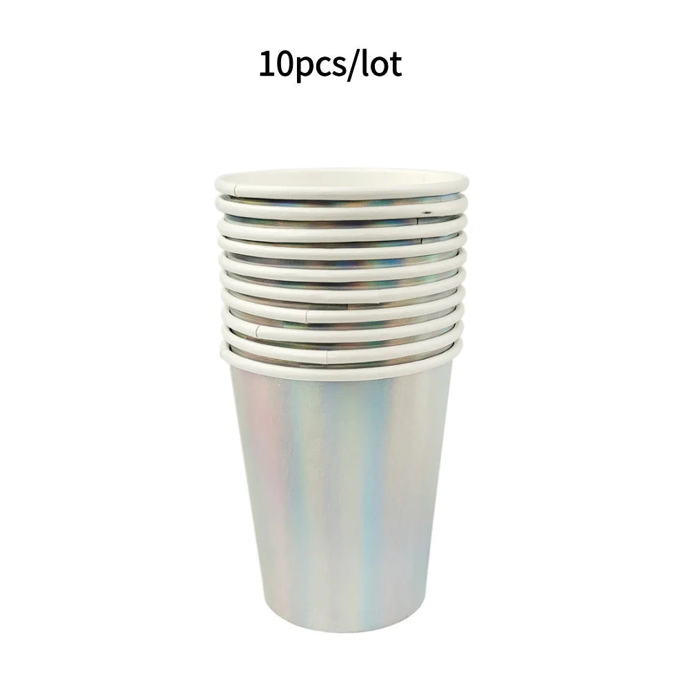 10PCS Colored Paper Cups Gold Dot Pink Blue Disposable Cup Wedding Birthday Party Disposable Tableware Disposable Paper Cup Set Good Vibrations
