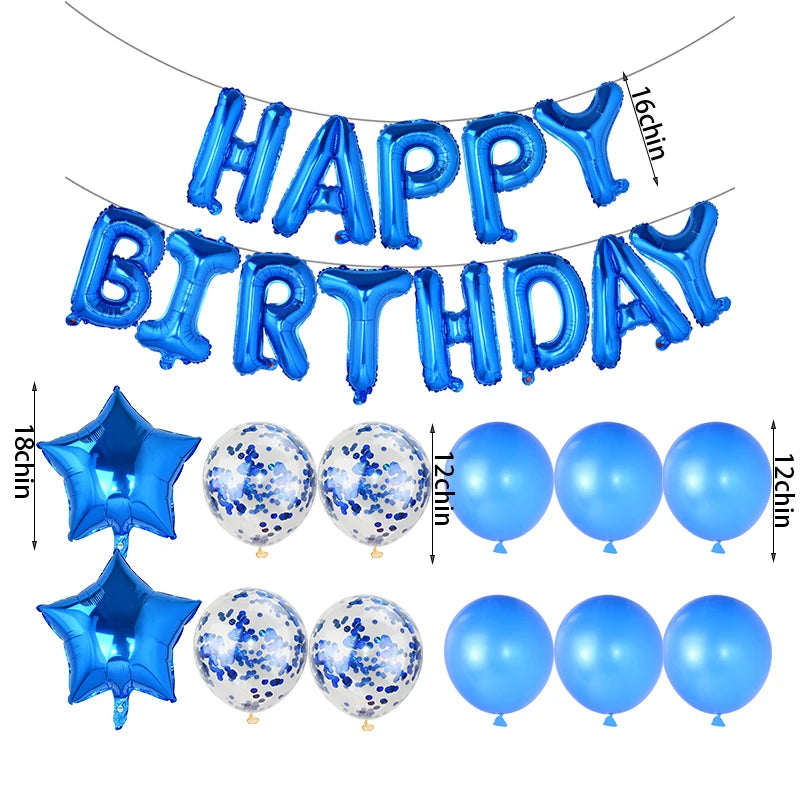 Happy Birthday Decoration Balloons Pink Blue Letter Foil Ballons Set Children Adult Birthday Party Anniversary Decor Supplies Good Vibrations