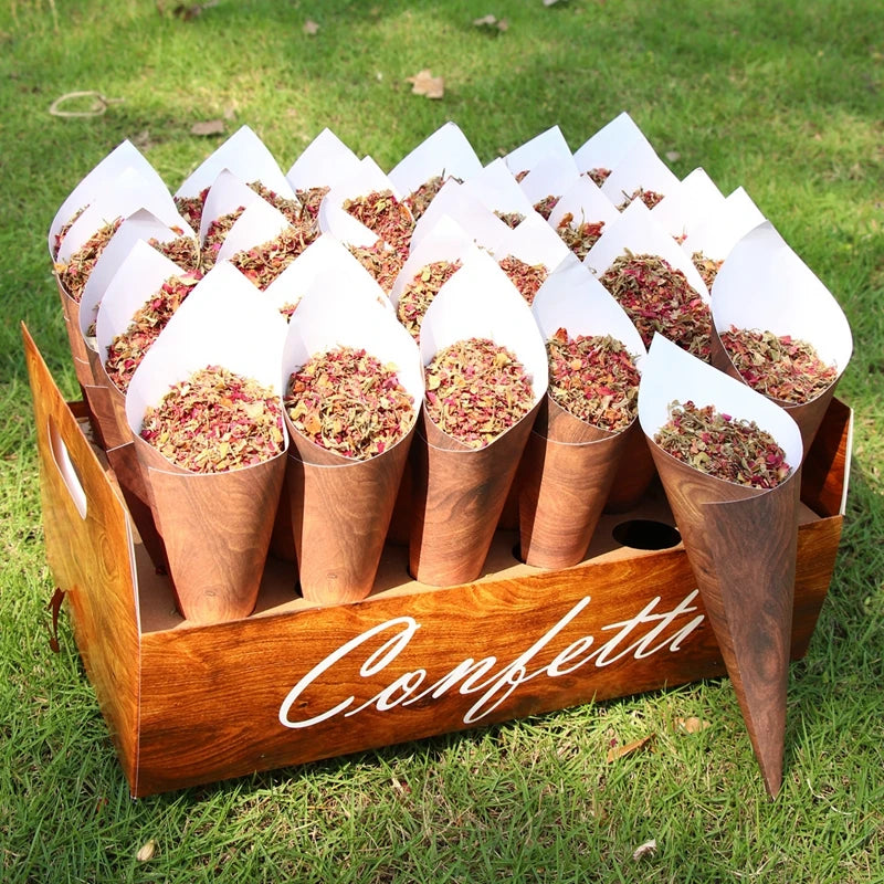 Kraft Paper Wedding Tray Confetti Cone Stand Box Tray Rustic Wedding Decoration Wedding Confetti Cones Wedding Cones Set supply Good Vibrations