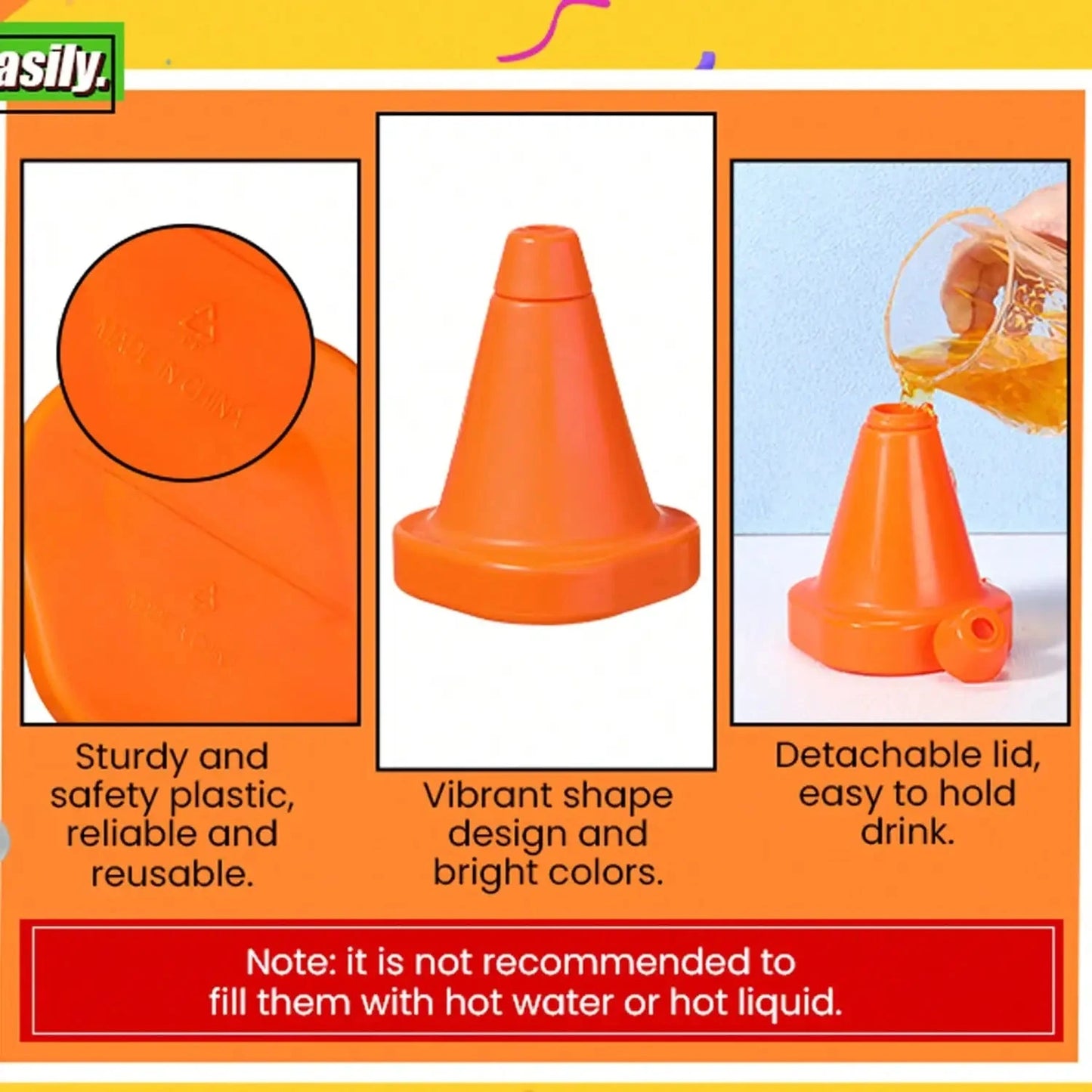 8 Plastic Racing Car Party Cup With Straw, Building Shaped Cup, Cone Party Cup, Birthday Gift, Great For Traffic Theme Party Good Vibrations