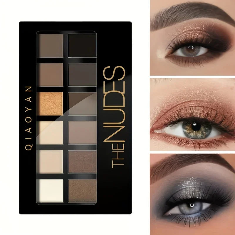 Professional 12 Colors Eyeshadow Palette Natural Shimmer Matte Nudes Cosmetic Eye Makeup Plate for Makeup Artists Good Vibrations