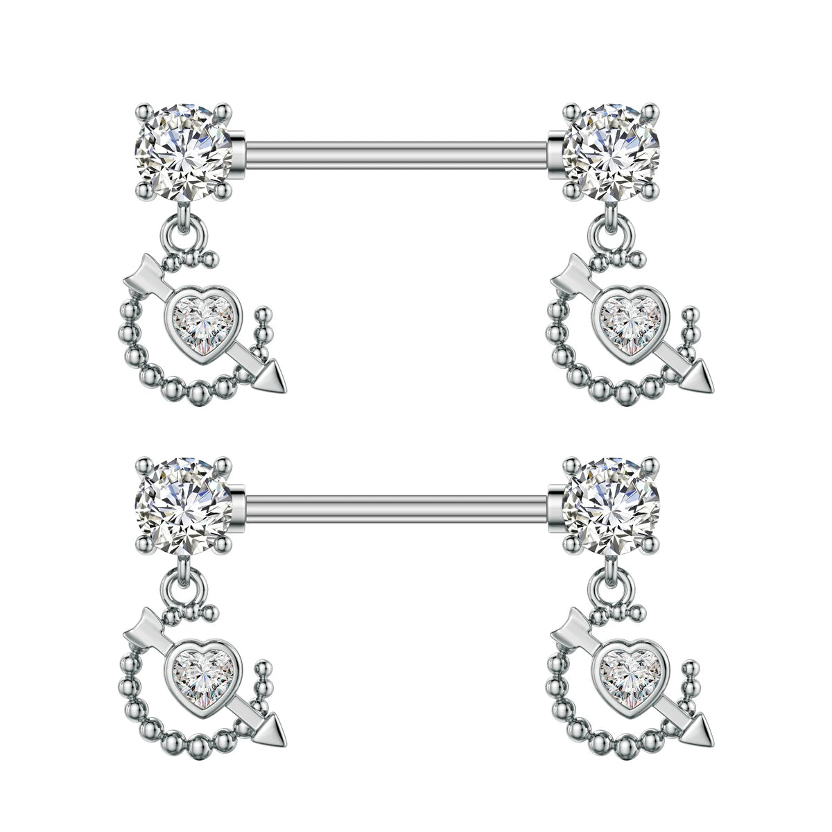 14G Titanium Stainless Butterfly Cat Crystals CZs Shield Barbell Nipple Rings Mixed-Style Heart Flower Dangled Nipple Piercing Good Vibrations Adult Super Store