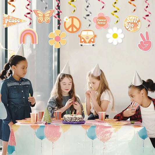 Hippie Party Cupcake Toppers Two Groovy Cupcake Dasiy Flower 60s Retro Boho Cake Decor for Hippie Two Groovy Theme 2nd Birthday Good Vibrations