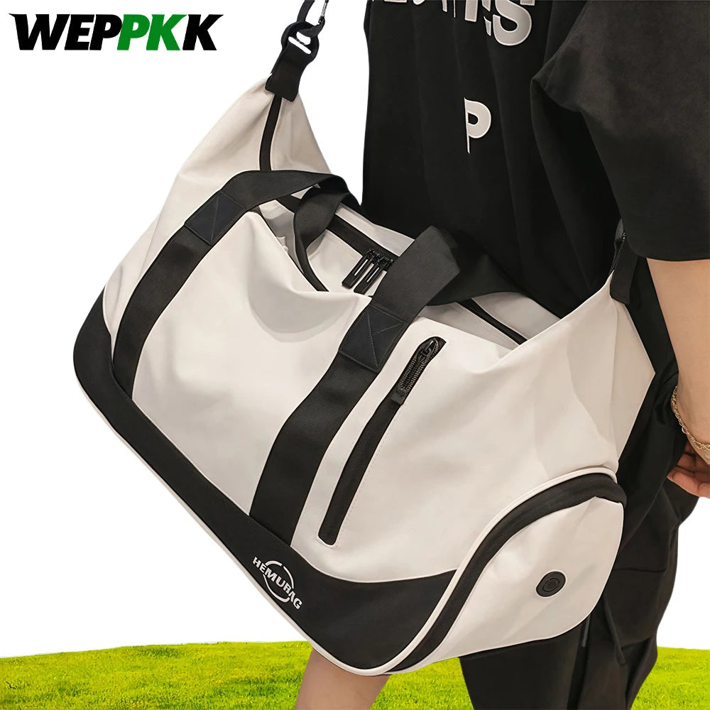 1PCS Gym Duffle Bag with Shoe & Wet Compartments, Multiple Pockets, Adjustable Shoulder Strap for Sports, Travel,Fitness,Workout Good Vibrations