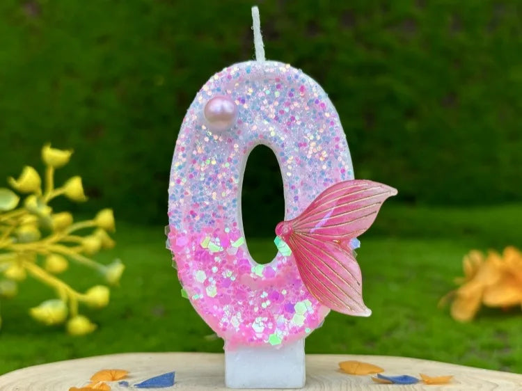 Digital Birthday Candles Party Decoration Birthday Pink Candles Sparkling Pink Beauty Fish Tail Wedding Boys Girls Gifts Number Good Vibrations