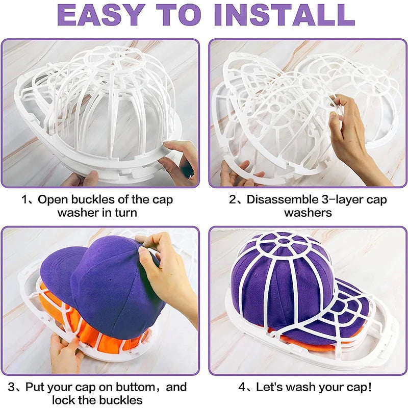 Hat Washer for Washing Machine, Hat Cleaner for Baseball Caps with Frame Cage Fit for Adult Cap Protector Racks Dishwasher Safe Good Vibrations