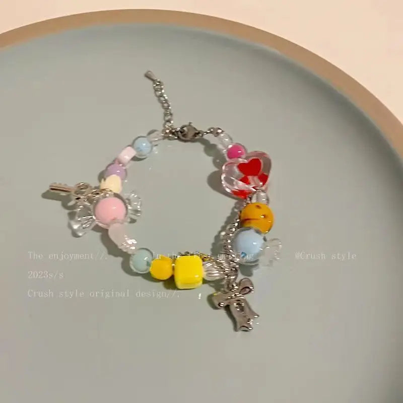Colorful Beaded Bracelet for Women and Girls Y2K Fashion Cute Butterfly Bow Bead Sweet Star BraceletsKorean Jewelry Party Gift Good Vibrations