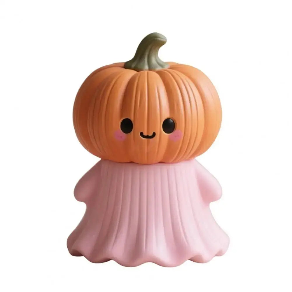 Handheld Pumpkin Decoration Halloween Ghost Ornament Pink Halloween Ghost Figurine Set with Pumpkin Decoration Resin for Home Good Vibrations