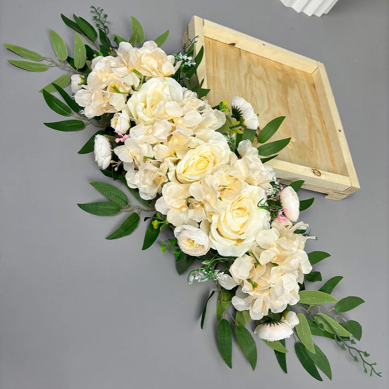Artificial Wedding Arch Flower Wedding Garland Silk Flower Row Wedding Table Centerpiece Floral Backdrop Wall Arch Decoration Good Vibrations