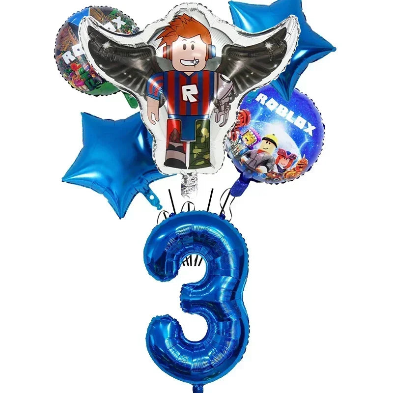 Game Roblox Cartoon Party Theme Birthday Supplies Balloon Banner Cake Topper Tableware Set Decorative Anime Peripheral Gifts Good Vibrations