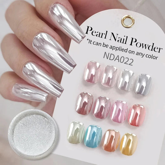 NICOLE DIARY Moonlight Mirror Nail Powder Aurora Silver Glitter Metallic Effect UV Gel Polish Pigment Chrome DIY Nail Decoration Good Vibrations