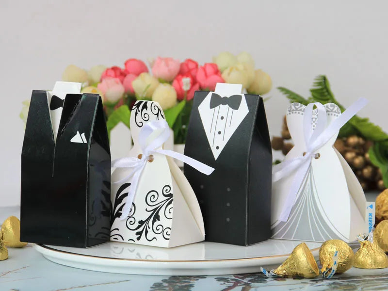 Wedding Gift Bag Bride and Groom Candy Box DIY with Ribbon Wedding Decorations Souvenir Party Supplies Good Vibrations
