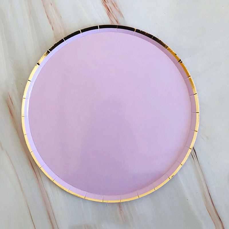 Purple Gold Party Paper Cup Plate Straw For Birthday Carnival Kids Favors Wedding Decor Disposable Tableware Party Supplies Good Vibrations