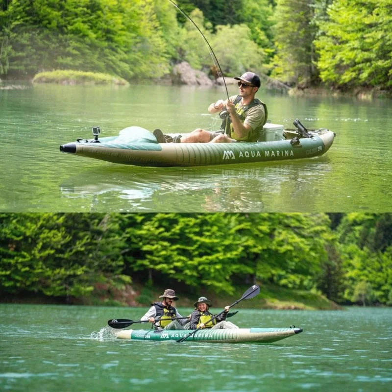 AQUA MARINA CALIBER Kayak Inflatable Boat for Fishing 2 People Kayaking Water Sports Boat Canoe PVC Dinghy Raft Seat 398x98cm Good Vibrations