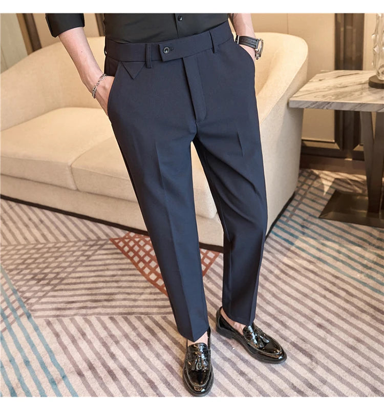 Men Suit Pants 2025 Autumn Elastic Waist Solid Slim Fit Dress Pants Office Business Casual Trousers High Quality Men's Clothing Good Vibrations