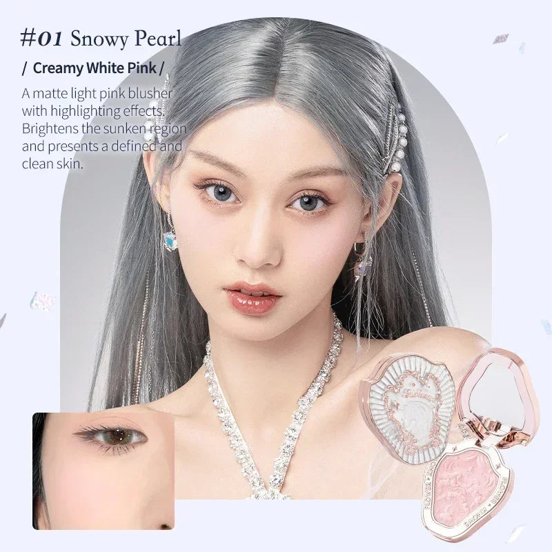 Flower Knows Makeup Unicorn Strawberry Rococo Embossed Blush On Natural Cheek Matte Long Lasting Blusher Makeup 6 Colors 5g Good Vibrations