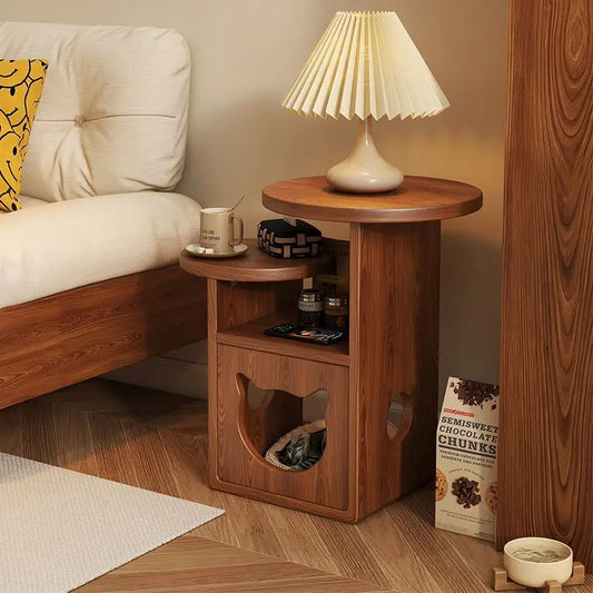 Solid Wood Color Bedside Table Side Several Round Coffee Table Shelving Creative Pet House Small End Table Home Decor Ornaments Good Vibrations