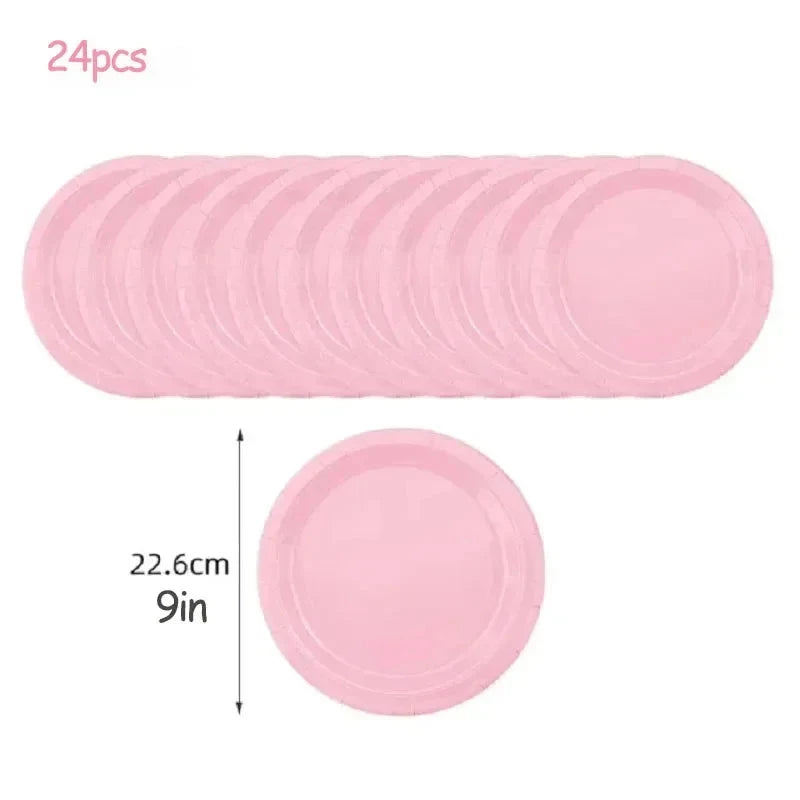 Light Pink Party Supplies Disposable Dinnerware Set Include Plates and Cups Napkins Tablecloth for Birthday Party Decorations Good Vibrations