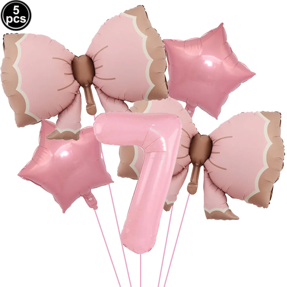 Pink Bow Birthday Party Supplies Disposable Bow Themed Tableware Set Engagement Wedding Girls Birthday Bachelorette Party Decor