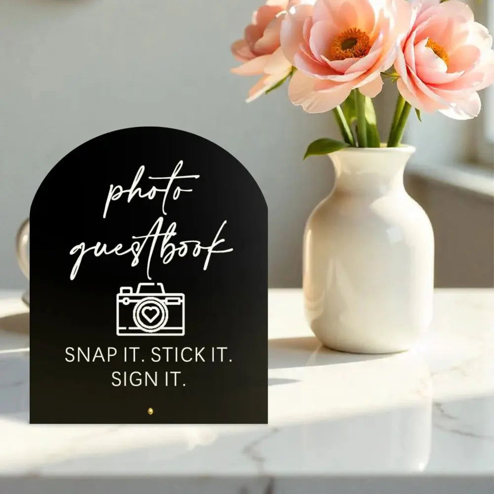 Wedding Photo Guestbook Acrylic Sign Showcases photo guestbook SNAP IT. STICK IT. SIGN IT. for Weddings Events Parties Good Vibrations