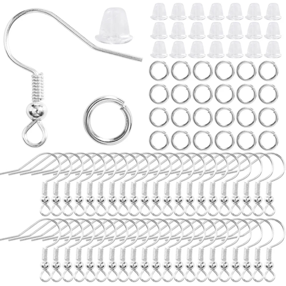 300Pcs Earrings Set Hypoallergenic Earring Hooks Jump Rings Clear Rubber Earring Backs For Jewelry Making Findings Accessories Good Vibrations