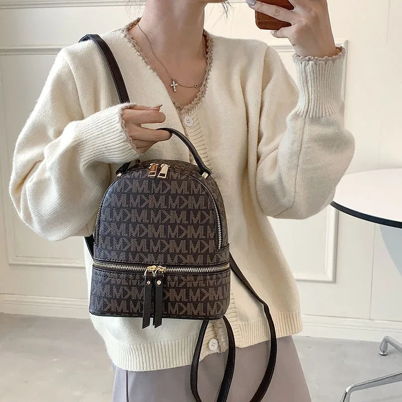Women's Fashion Multifunctional Shoulder Bag Large Capacity Reading Flower Backpack Girl Commuting Retro Backpack Monogram Print Good Vibrations