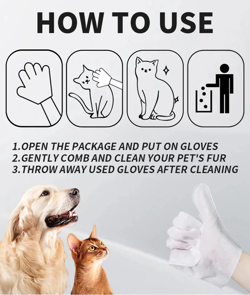 New 6PCS Pet Wash-Free Gloves Cat Bath Deodorant Wipes Disposable Cleaning Dry Cleaning Dog Wipes Gentle And Convenient Gloves Good Vibrations