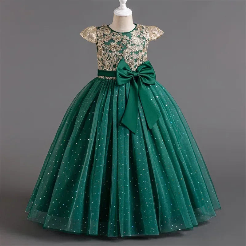 2024 Teen Girls Bridesmaid Flower Dresses for Wedding Elegant Luxury Party Sequin Lace Princess Evening Dress Birthday Prom Gown Good Vibrations