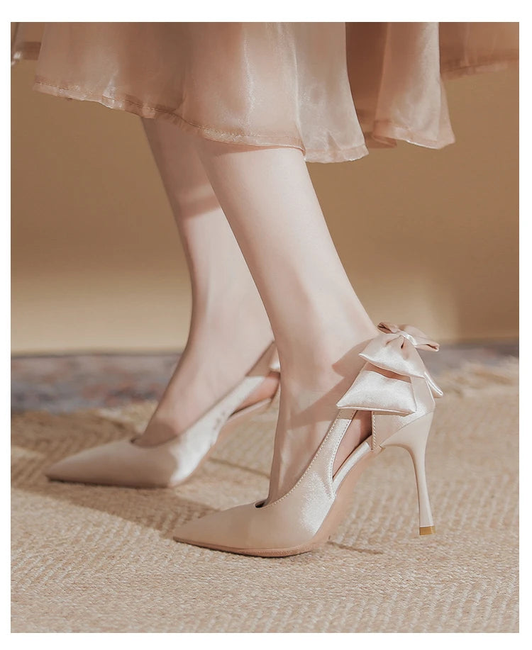 Wedding Heels Women Luxury Brand Design String Bead Pearls High Heels Ladies Sexy Elegant Pointed Toe White Black Pumps2025 Good Vibrations