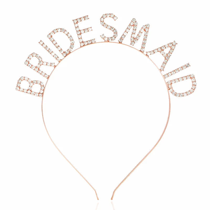 Bridesmaid Hair Accessories Rhinestone Headband Maid Of Honour Crystal Hairbands Team Bride Wedding Shower Party Jewelry Good Vibrations