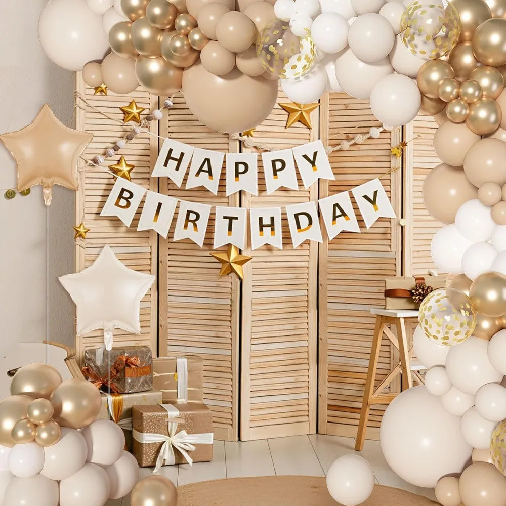 Blue White Metallic Balloons Garland Kit Gold Confetti Balloon Arch for Baby Shower Birthday Graduation Wedding Party Decoration Good Vibrations