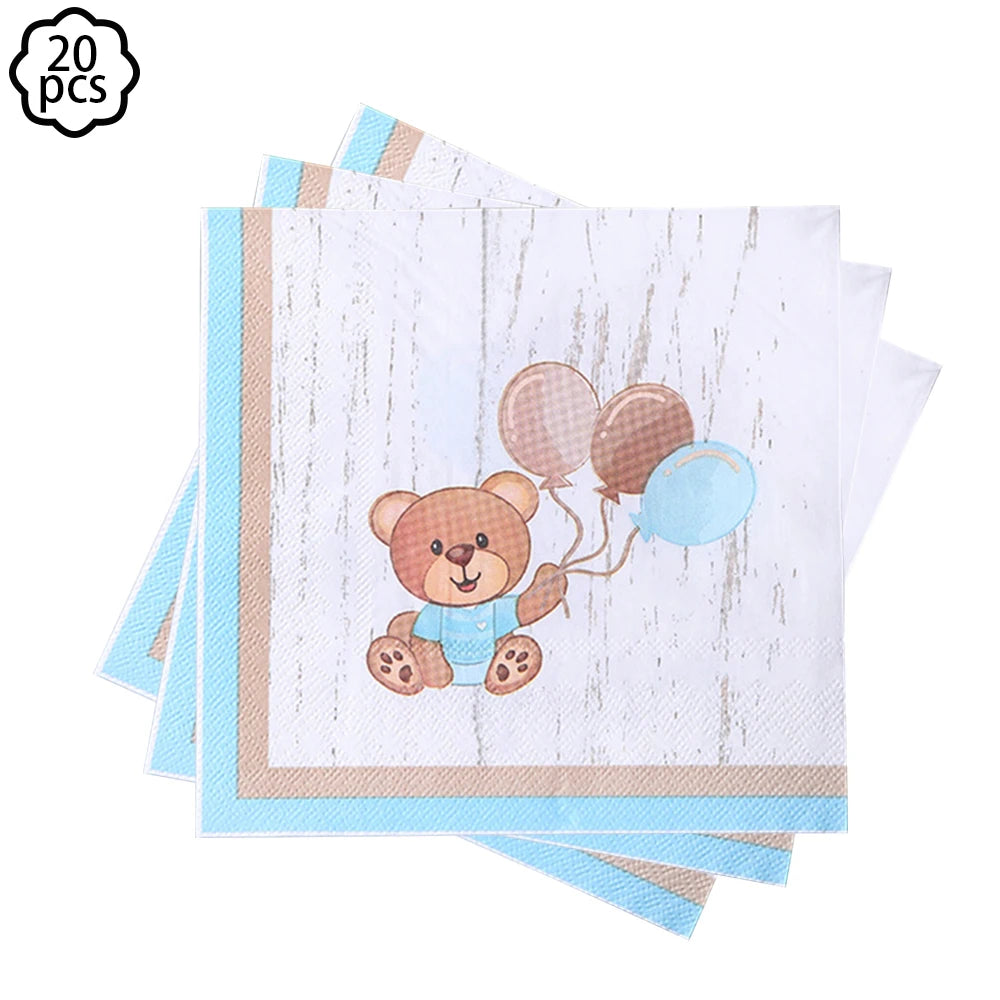 Baby shower Teddy Bear Birthday Party Plates Cup Tableware Kids 1st Birthday Party Decor Teddy Bear Balloon Birthday Party decor
