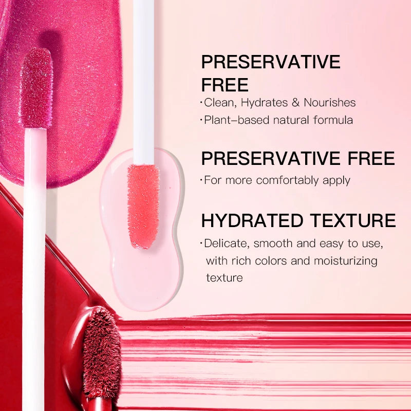 USHAS 3 Pcs/Set Lip Gloss Set, Matte and Glossy Lip Glaze Suit, 3 Different Colors in 1 Set, Perfect Gift for Girls&Women Good Vibrations