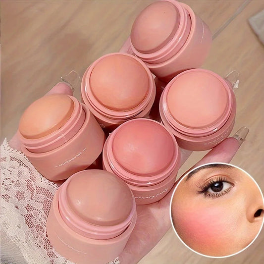 Cream blush ball,High-Pigment Formula,Semi-Matte & Powder Finish,Blendable Color blush Highlight stick for Eyes,Lips&Cheeks Good Vibrations