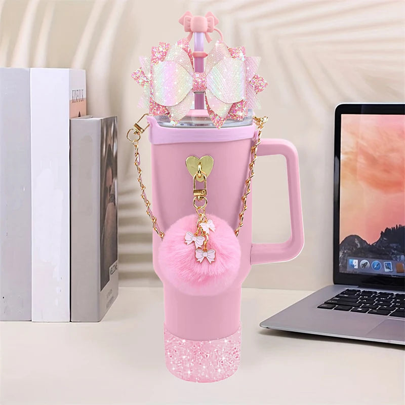 Bling Stanley Cup Accessories For 40oz & 30oz Tumbler Including Silicone Cute Bow Straw Topper Cover, Silicone Stanley Cup Boot Good Vibrations Adult Super Store