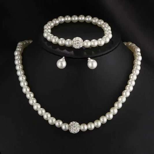 4pcs Women's Jewelry Set Pearl Set Diamond Necklace Bracelet Earrings Set Gorgeous Jewelry-5042 Good Vibrations