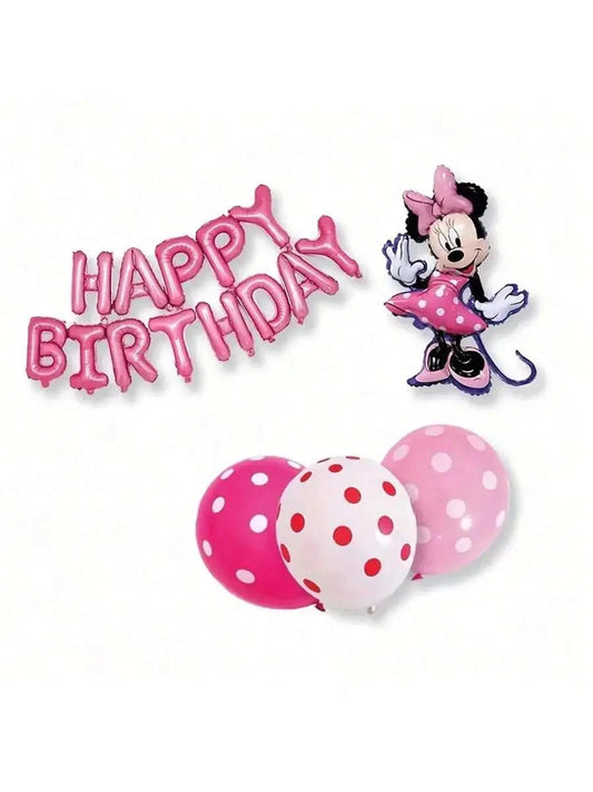 20PCS Pink Minnie themed Birthday Party Decoration Aluminum Film Balloon Set Family Birthday Party Decoration Supplies Good Vibrations