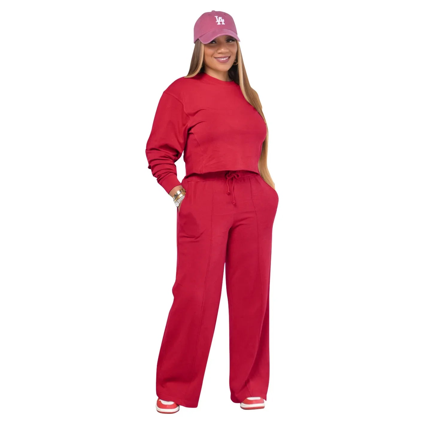 Women Clothing Sets Pullover Top+Pants 2Pcs Suits Winter Thicken Warm Outfits Solid Color Female Casual Tracksuit Good Vibrations