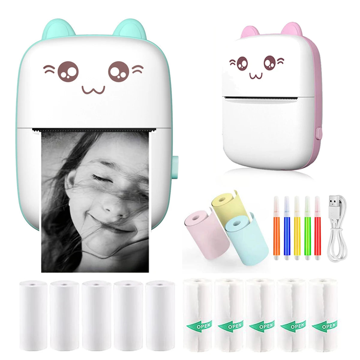 Mini HD Portable Label Thermal Printer Endurance Bluetooth Printer for Student Error Title Note Wrong Pocket Inkless Printing Good Vibrations